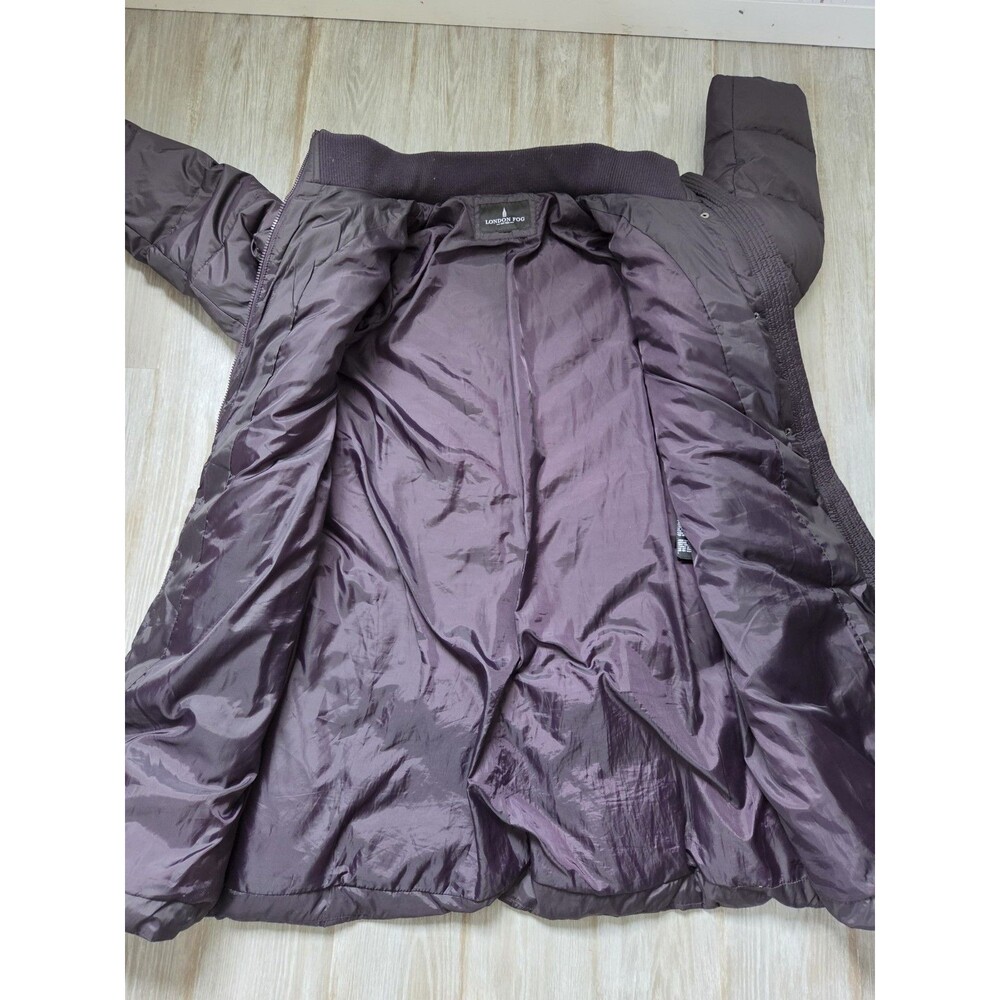 London Fog Womens Down Puffer Coat Plum Purple Snap Zip Jacket Size M EUC - Picture 6 of 11
